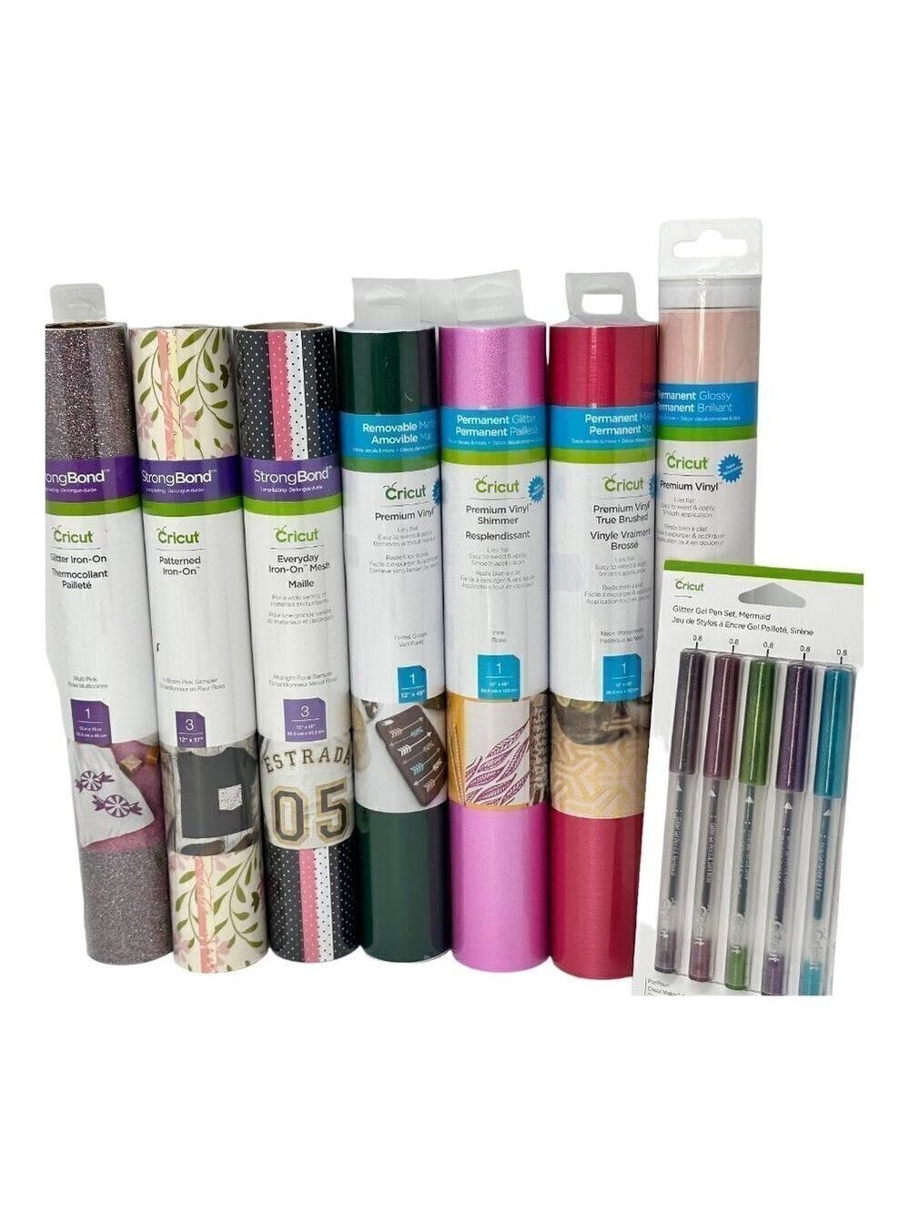 Cricut lot Vinyl HTV Iron On Permanent Glitter Pen Set Pink Green Floral Gift